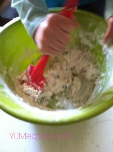 lil m mixing the soda bread