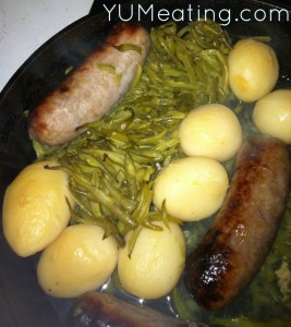 YE cast iron sausage and taters