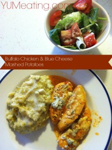 buffalo chicken and blue cheese mashed potatoes