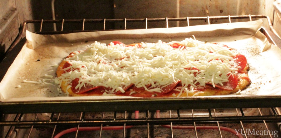 chicken and cheese pizza oven view