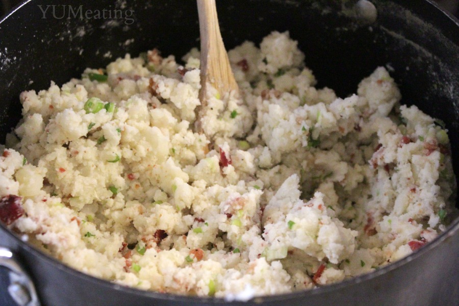 mashed potato and bacon for cakes