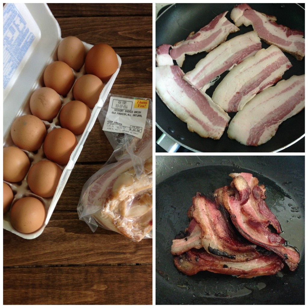 bacon and eggs from the farmers market