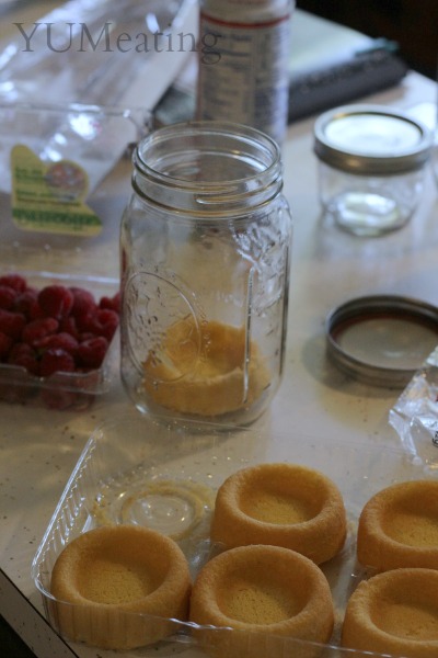 berry shortcake layer in jar