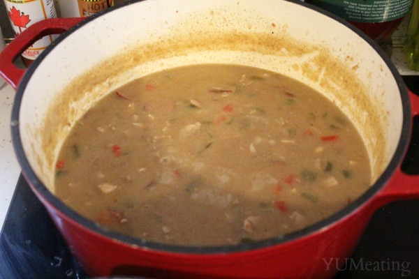 chicken sausage gumbo simmer