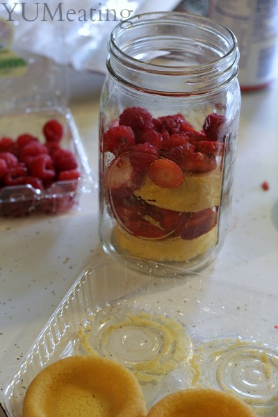 shortcake in a jar with layers