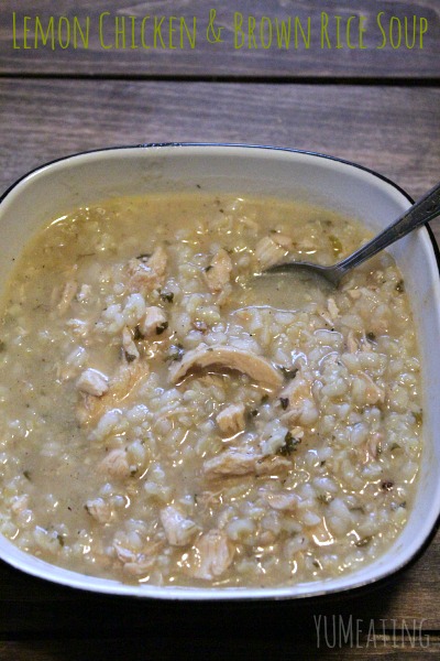 lemon chicken and brown rice soup with title