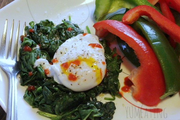 sriracha poached egg spinach